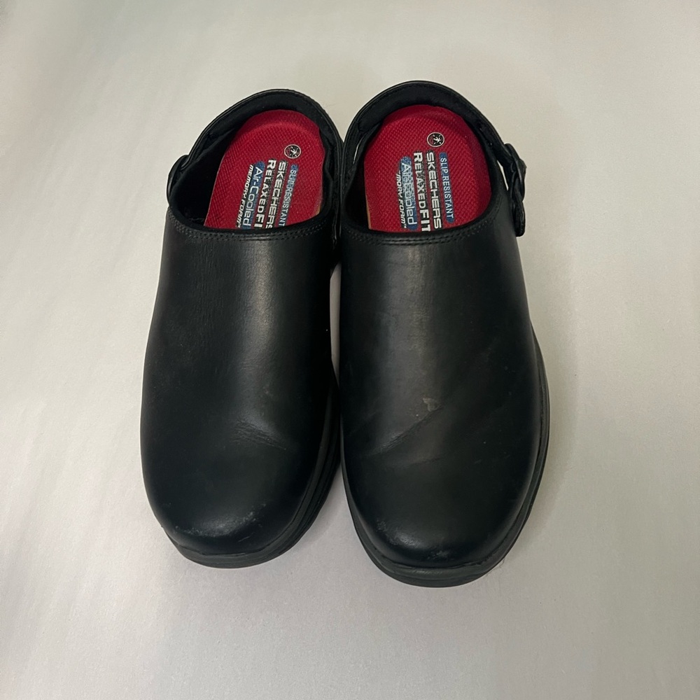 Skechers Black Slip-On Shoes with Red Insole